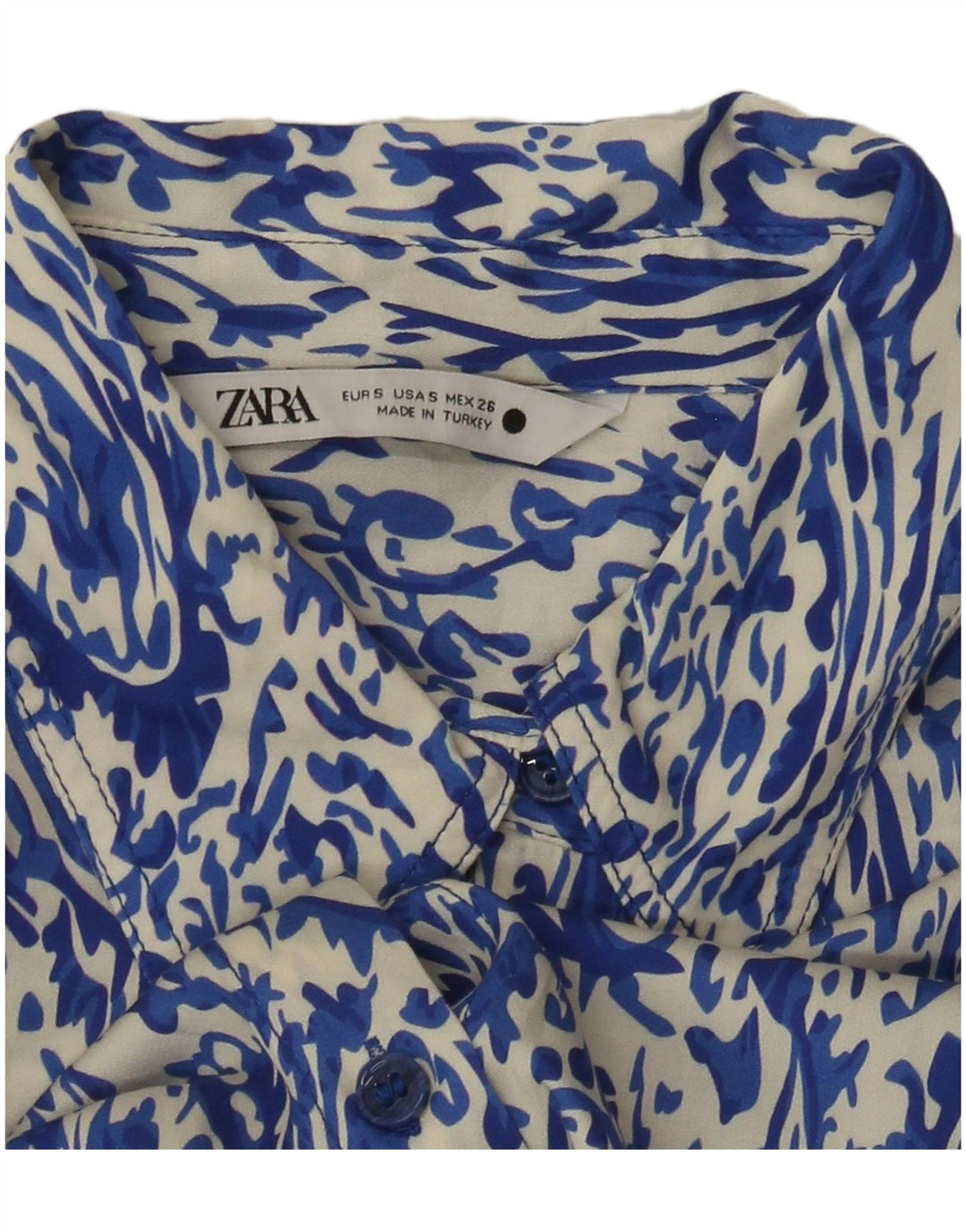 Camicia Zara da donna vestibilità ampia UK 10 piccolo blu Paisley