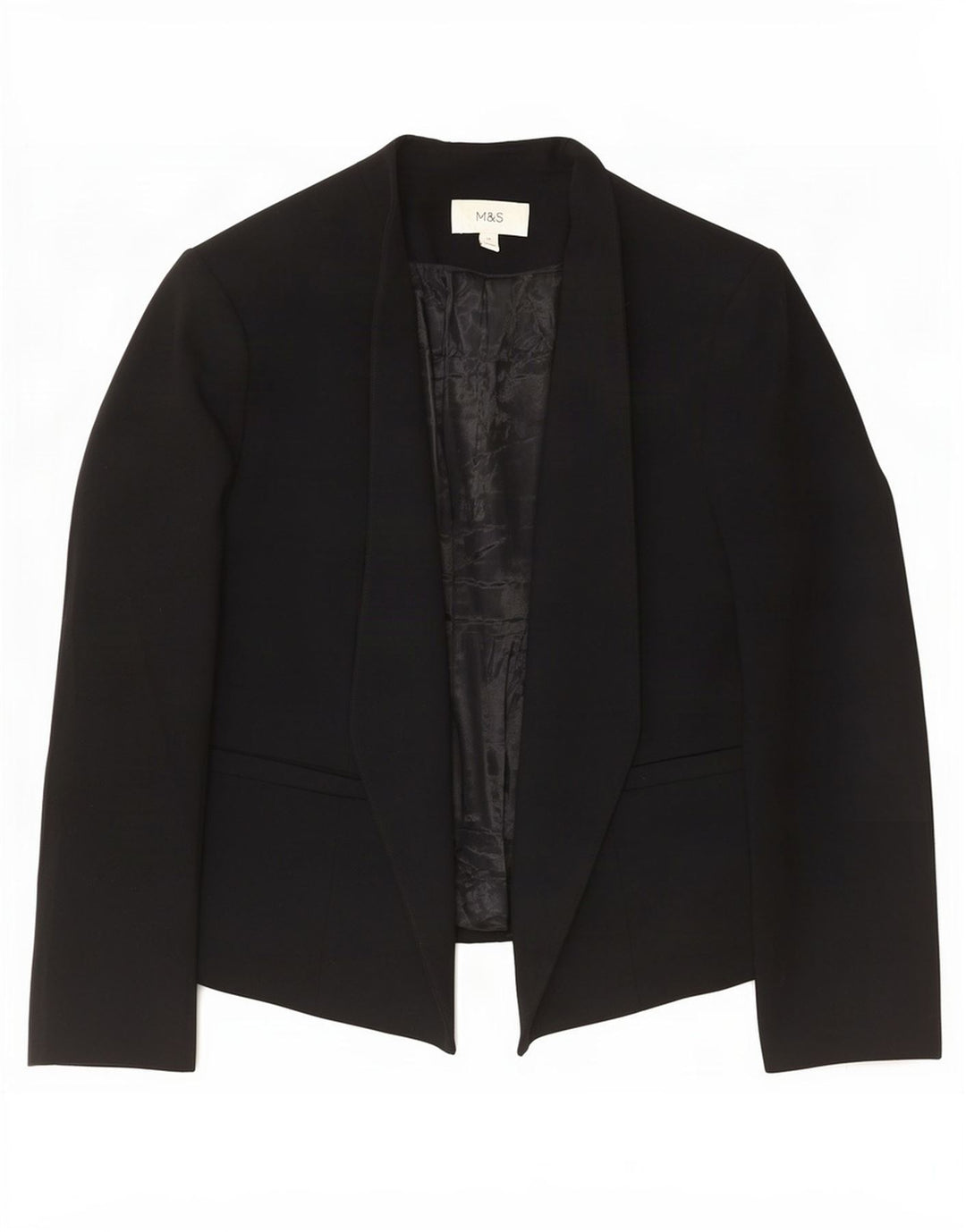 Giacca blazer aperta da donna Marks & Spencer UK 16 grande poliestere nero
