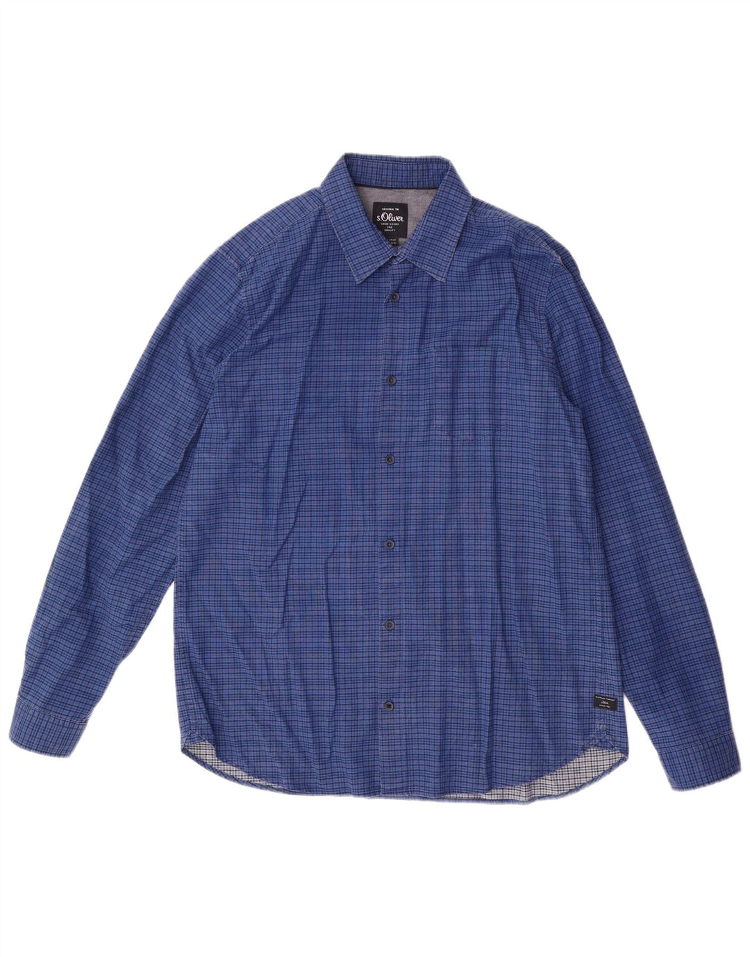 Camicia da uomo S.Oliver XL in cotone a quadri blu