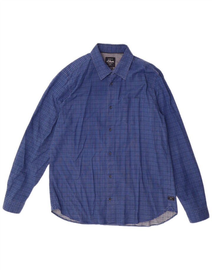 Camicia da uomo S.Oliver XL in cotone a quadri blu