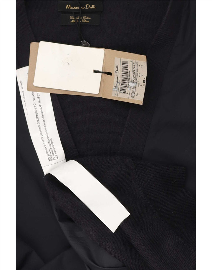 Massimo Dutti Maglione cardigan da uomo vestibilità regolare grande blu navy in poliammide