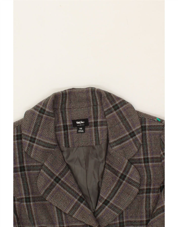 MOSSIMO Womens 3 Button Blazer Jacket UK 6 XS Grey Check Acrylic Vintage Mossimo and Second-Hand Mossimo from Messina Hembry 