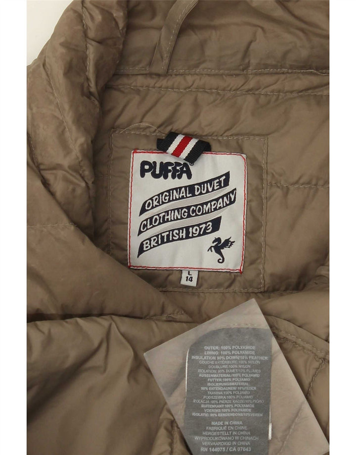 Giacca imbottita da donna Puffa UK 14 grande marrone in poliammide