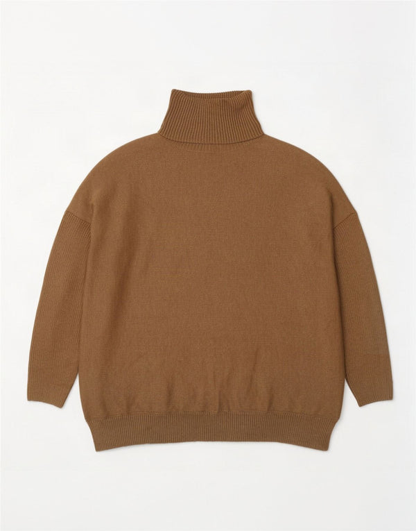 Maglione maglione oversize da donna Boden con collo alto UK 10 piccolo cotone marrone