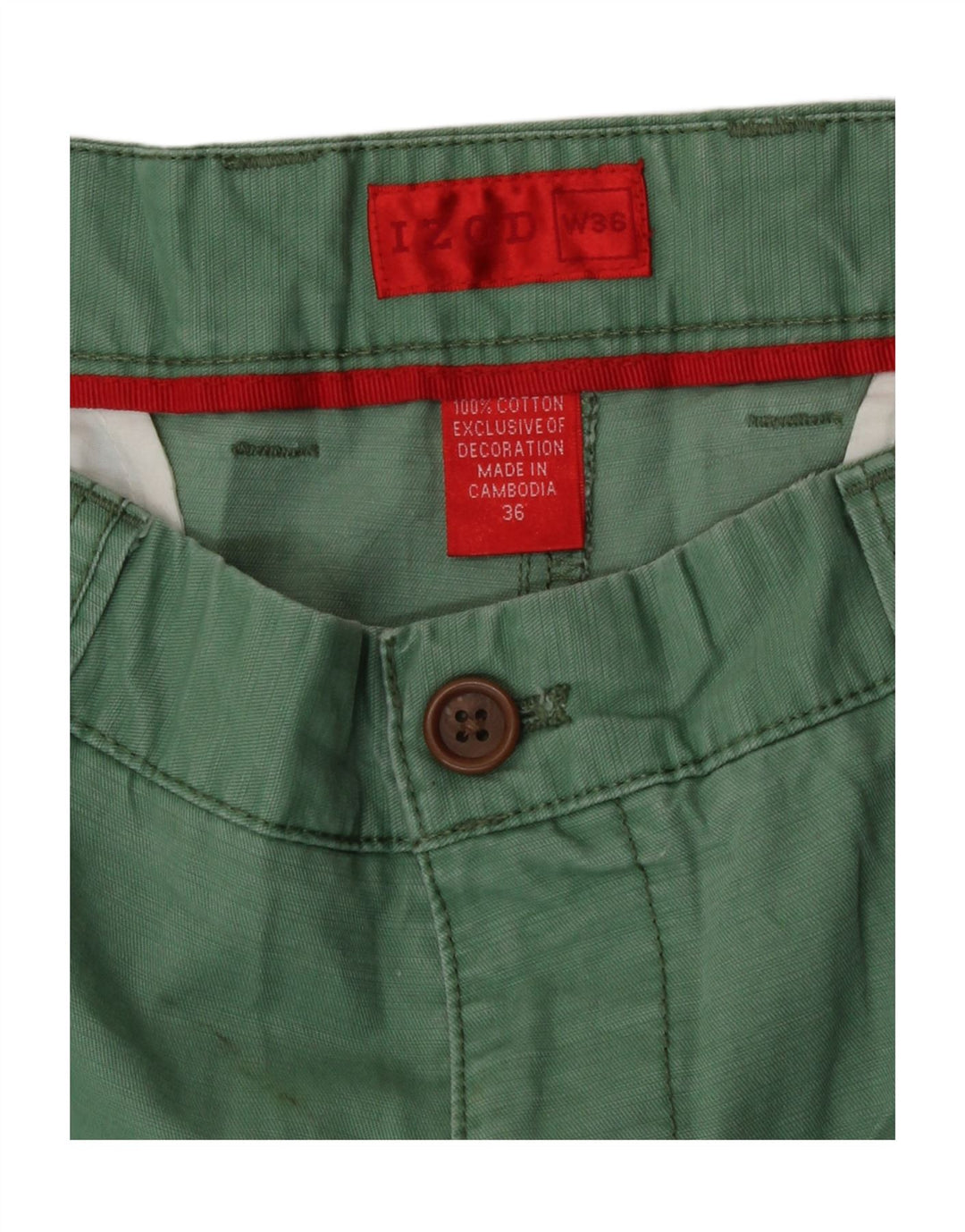 Pantaloncini chino da uomo Izod W36 XL in cotone verde