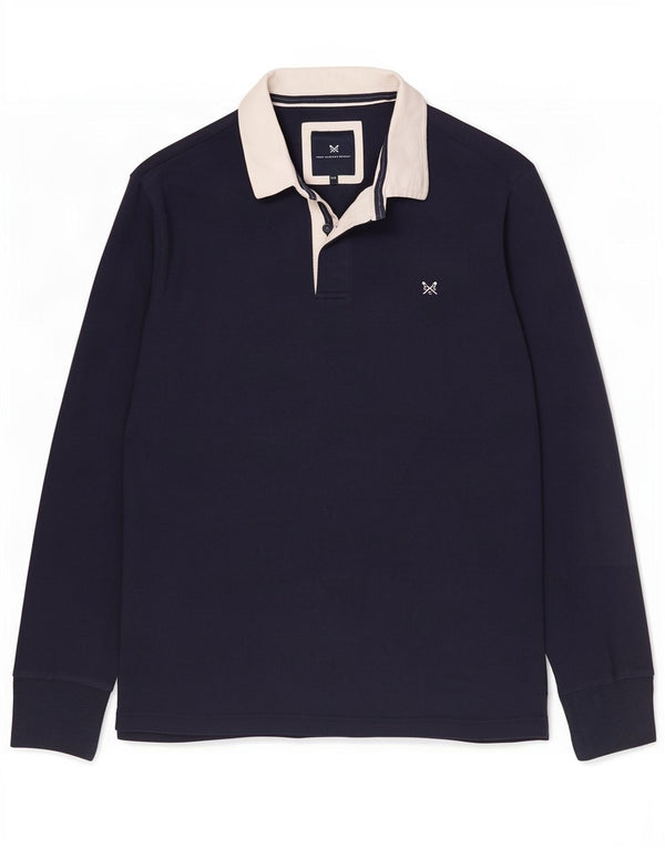 Crew Clothing Polo da rugby da uomo a maniche lunghe 2XL in cotone blu navy