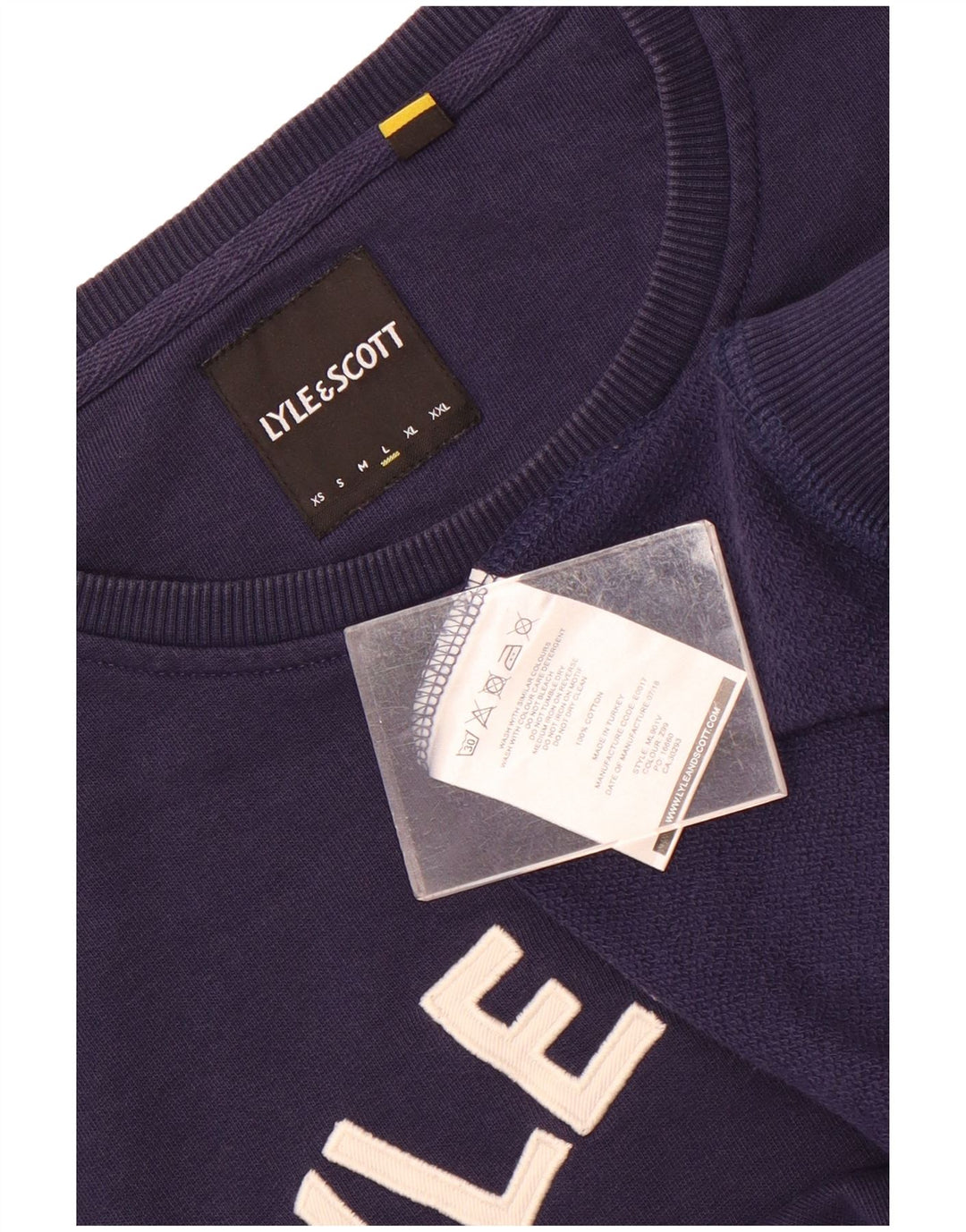 Lyle & Scott Felpa grafica da uomo Maglione grande cotone blu navy