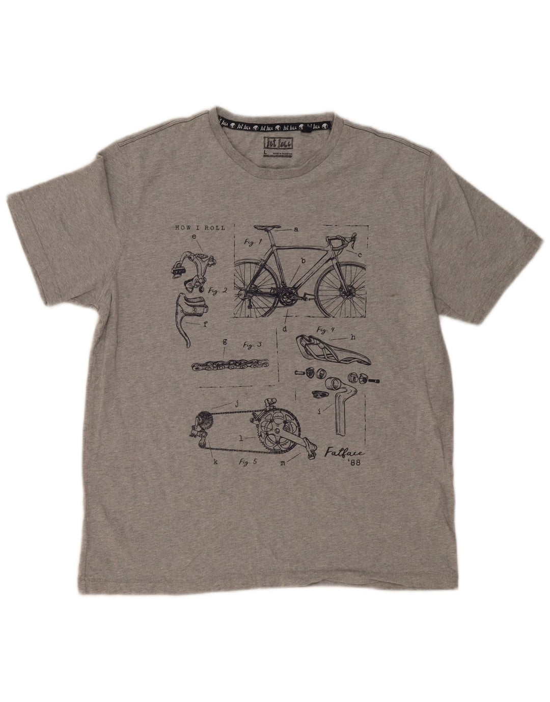 T-shirt grafica da uomo Fat Face Top grande in cotone chiazzato grigio
