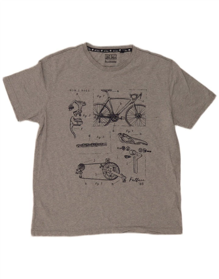 T-shirt grafica da uomo Fat Face Top grande in cotone chiazzato grigio