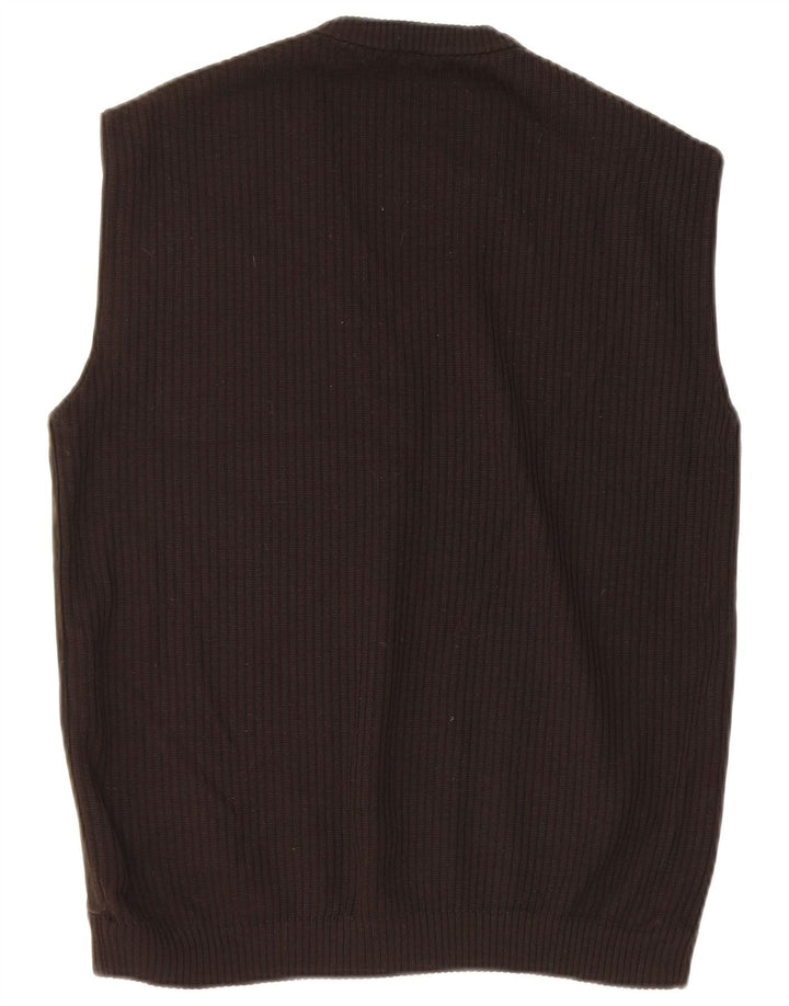 Canotta vintage da uomo in pelle scamosciata IT 48 piccola marrone