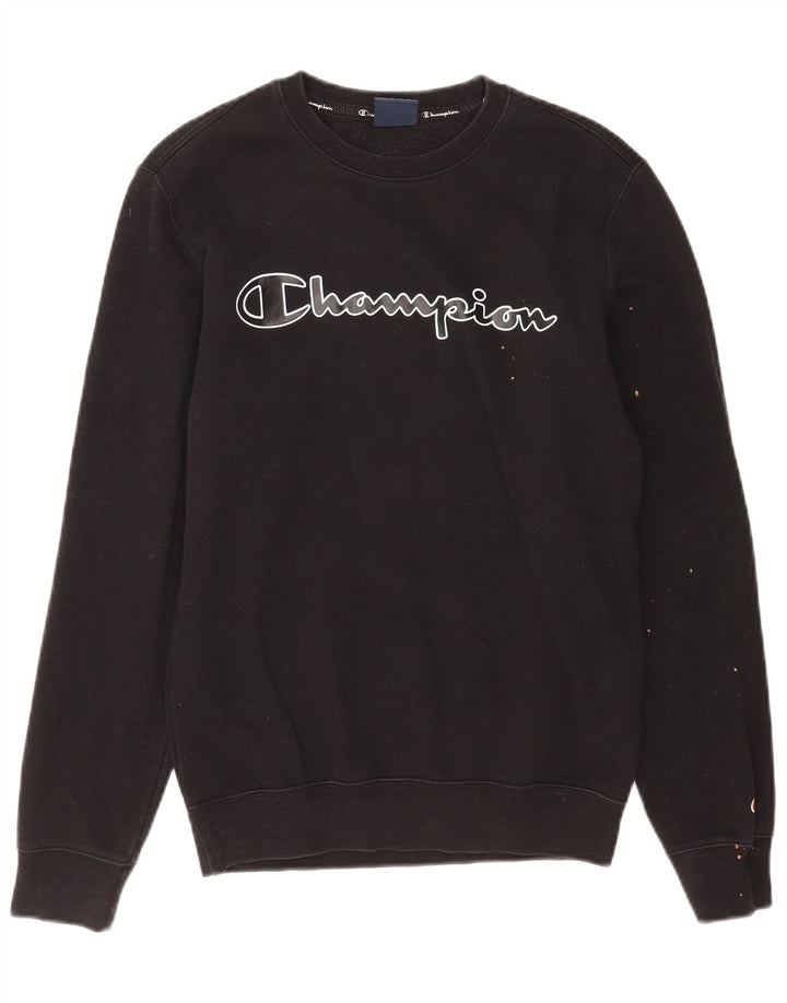 Felpa grafica da uomo Champion Jumper XS in cotone nero