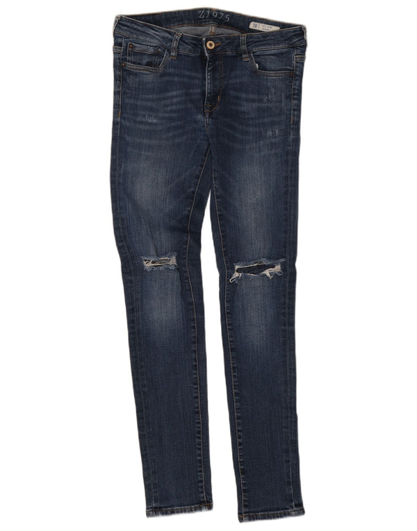 Jeans skinny a vita media invecchiati Zara da donna EU 38 Small W30 L29 Blu
