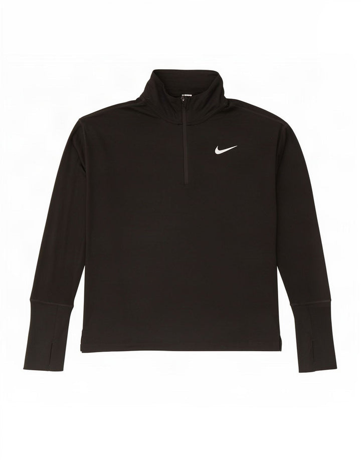 Tuta da ginnastica Nike Dri Fit da uomo con collo e zip, piccola, in poliestere nero