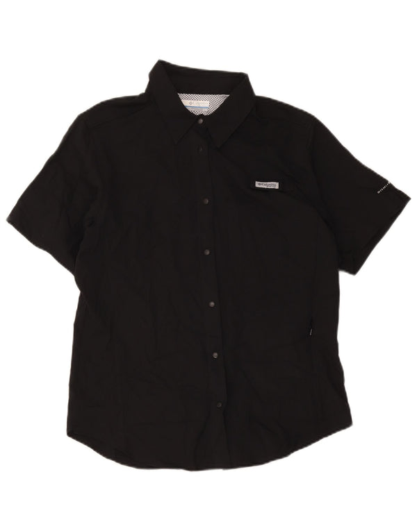 Camicia a maniche corte Columbia Omni-Shade da donna UK 14 poliestere nero medio