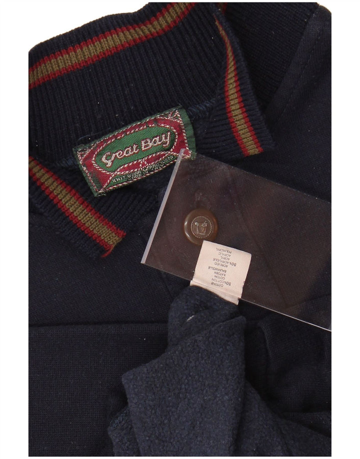 GREAT BAY Maglione da uomo con collo a bottoni Grande cotone blu navy