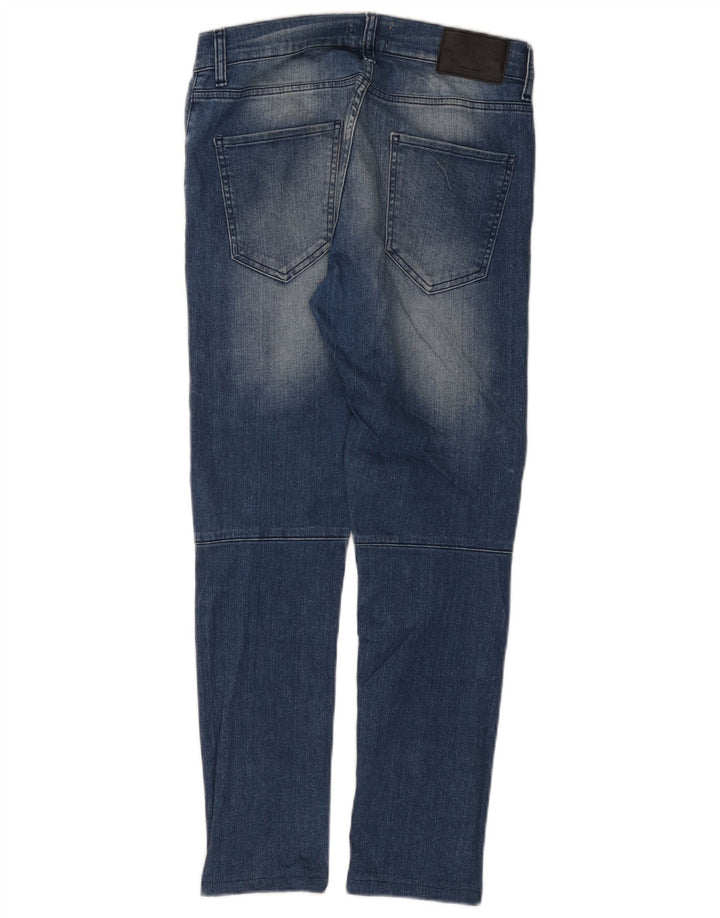 Jeans slim invecchiati da uomo Zara EU 40 medio W31 L28 blocco di colore blu