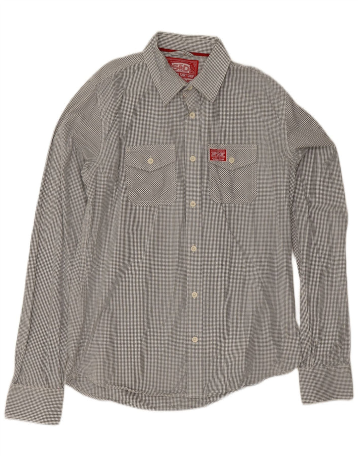 Camicia da uomo Superdry 2XL in cotone a quadri grigi