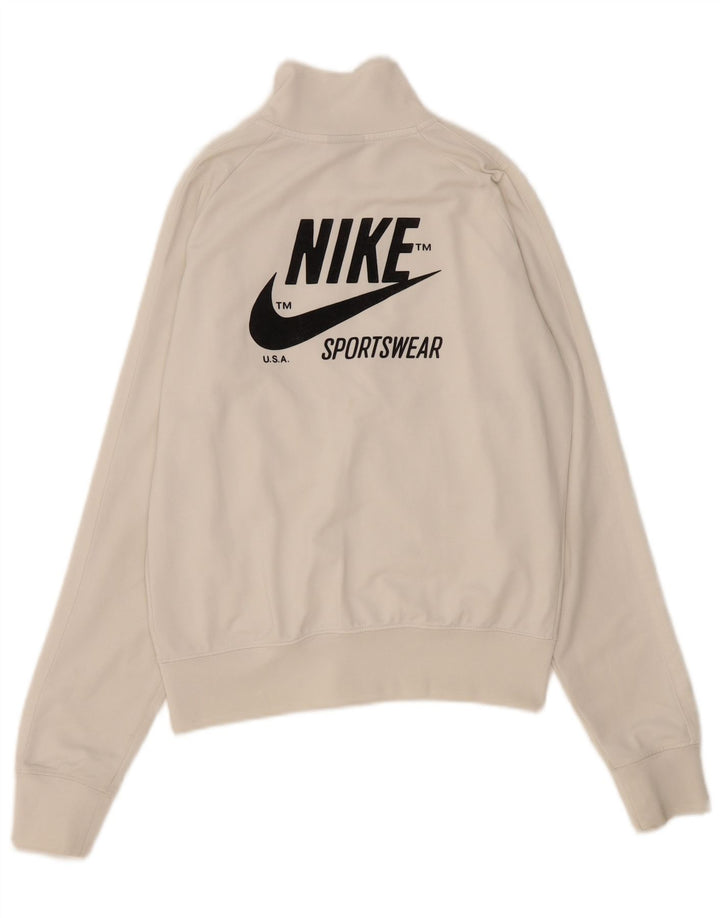 NIKE Womens Graphic Tracksuit Top Jacket UK 8/10 Small White