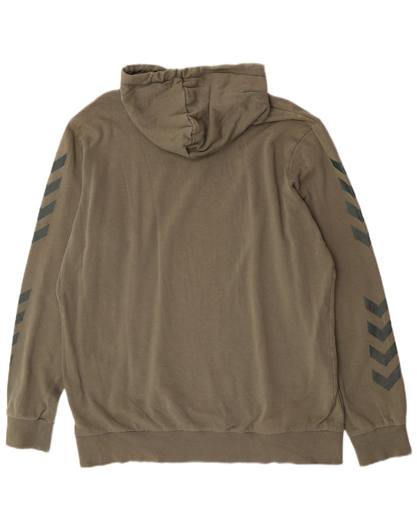 Felpa con cappuccio grafica da uomo Hummel XL in cotone kaki