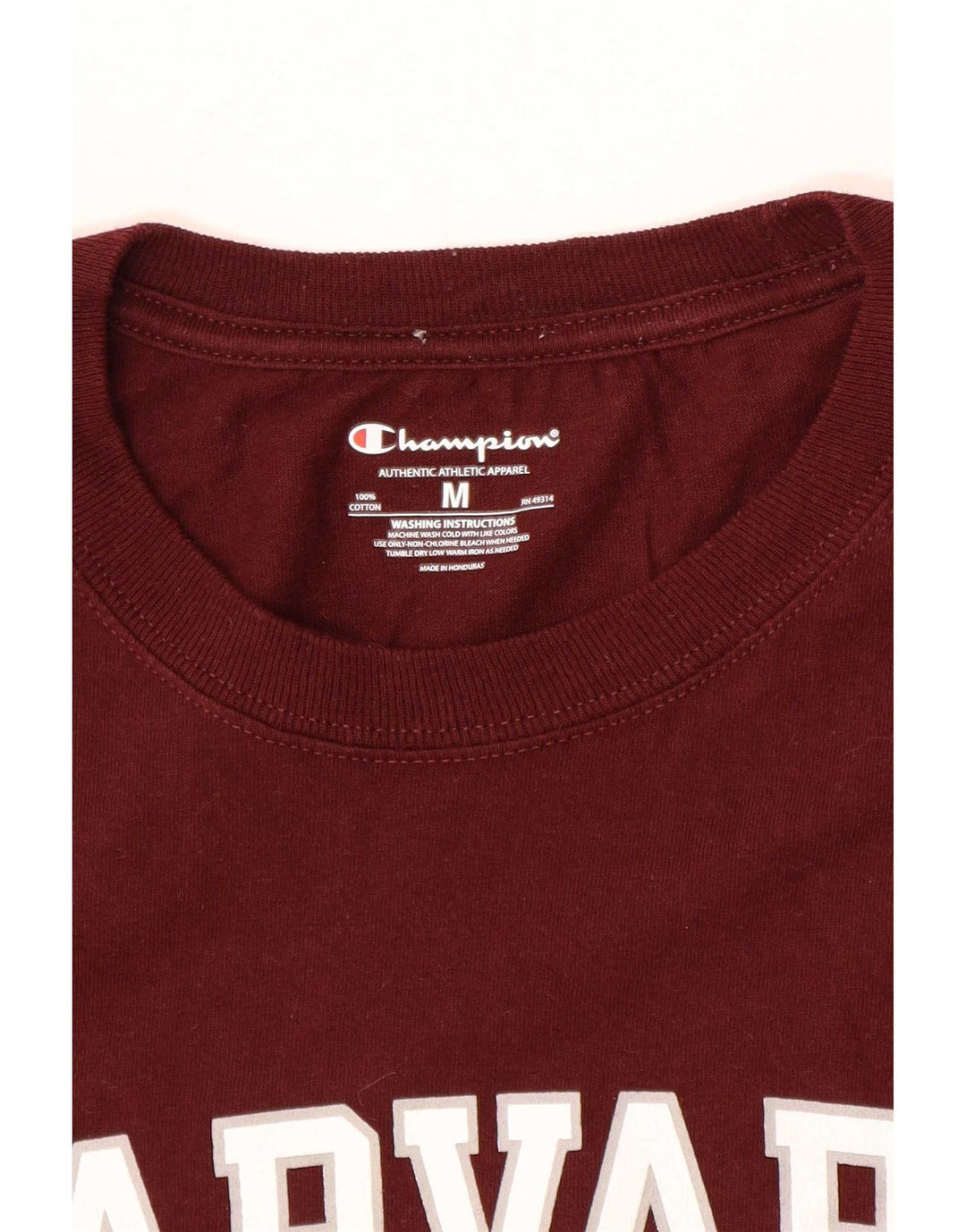 T-shirt grafica standard da uomo Champion Harvard, top in cotone marrone rossiccio medio
