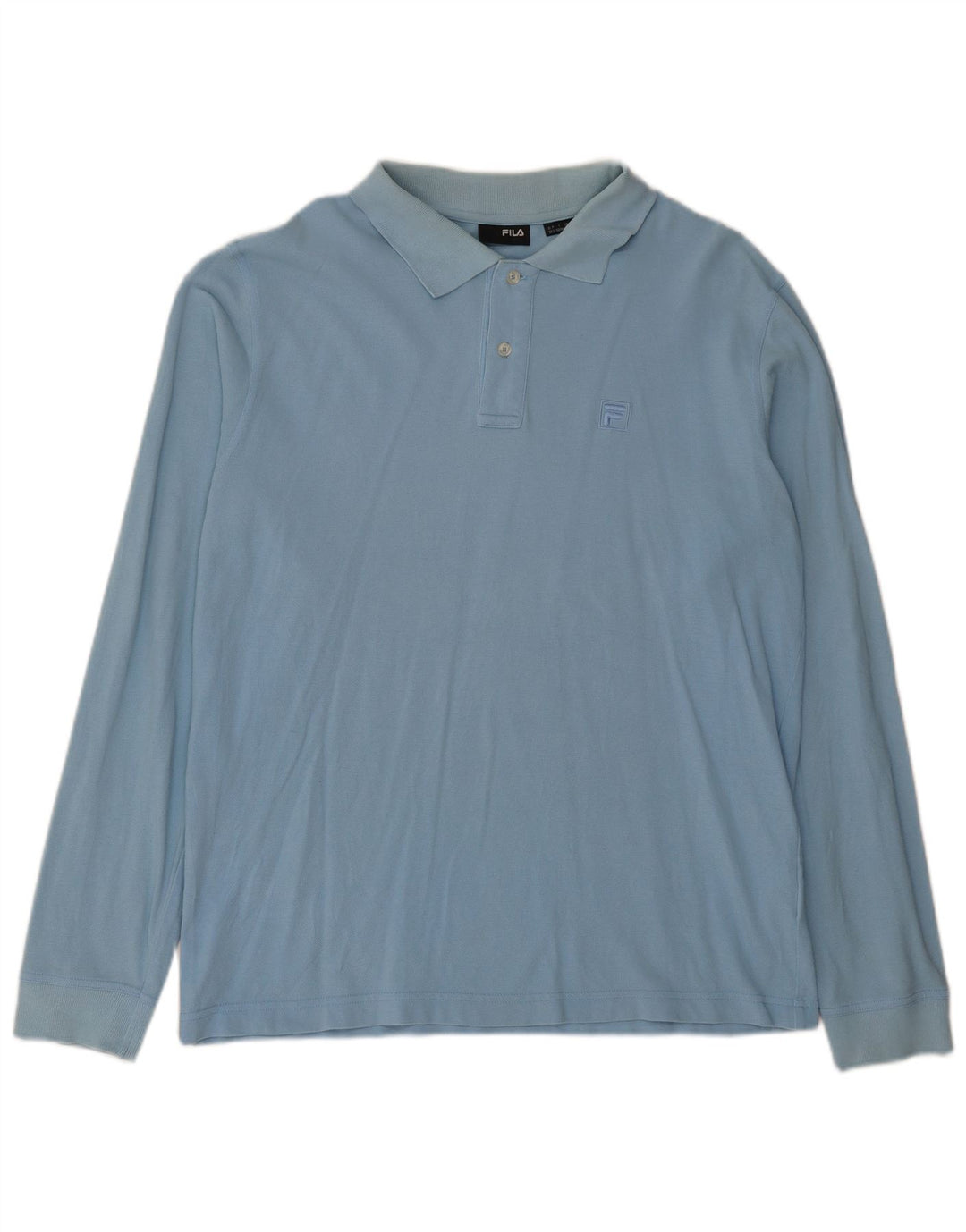 Polo da uomo a maniche lunghe Fila Large in cotone blu