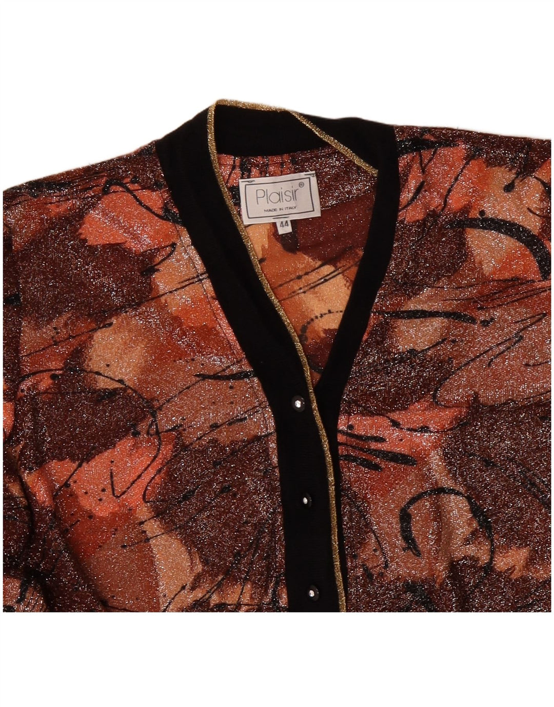 Maglione cardigan da donna con motivo astratto PLAISIR IT 44 Marrone medio