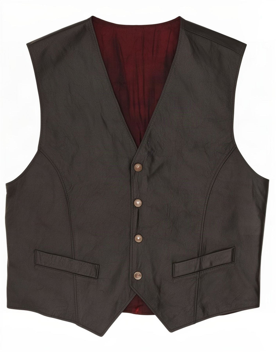 Gilet in pelle vintage da uomo IT 52 grande nero