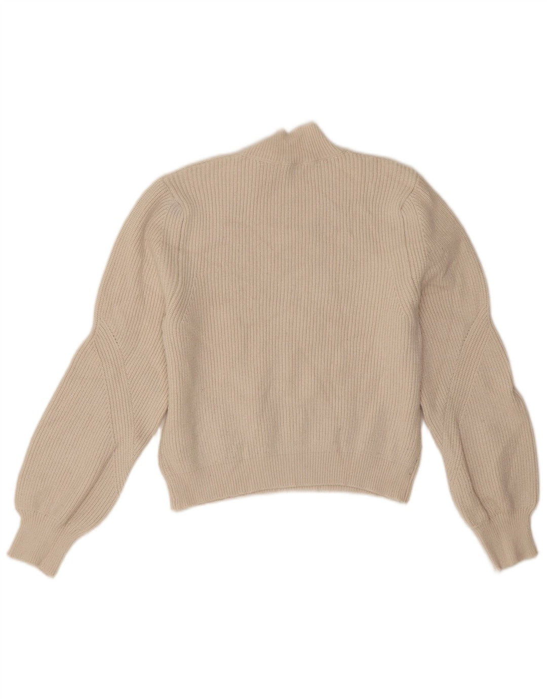 Maglione corto a collo alto da donna Zara UK 14 Viscosa bianco sporco medio