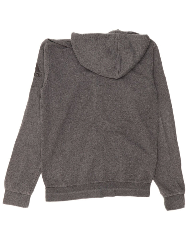 Maglione con cappuccio e zip Adidas da uomo piccolo in cotone grigio