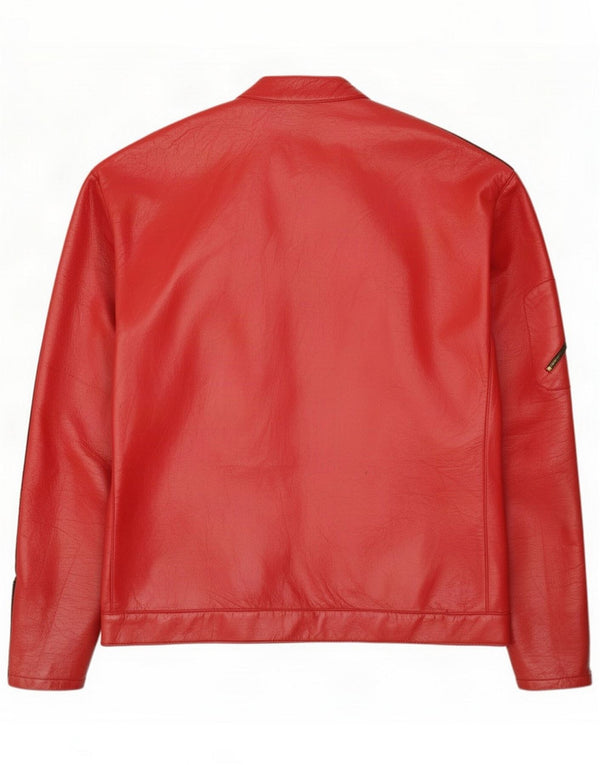 Giacca in pelle da uomo vintage UK 40 Large Red Colourblock
