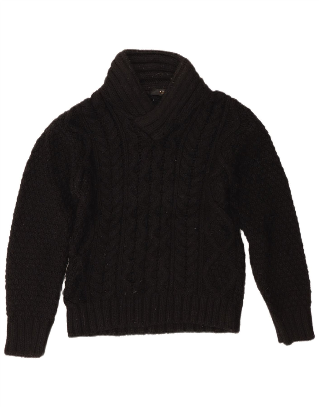 Maglione Zara da uomo con scollo a V, acrilico nero medio