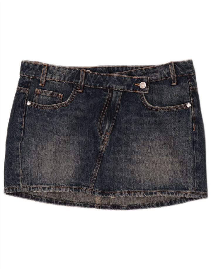 Mini gonna di jeans da donna Zara grande W30 in cotone blu navy