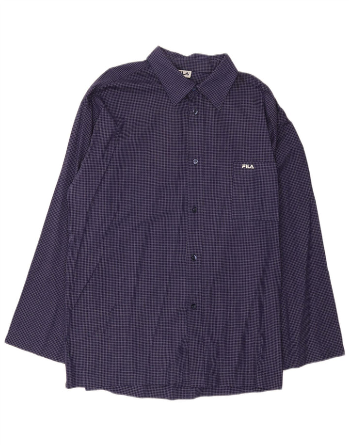 Camicia Fila da uomo grande in cotone a quadretti blu navy