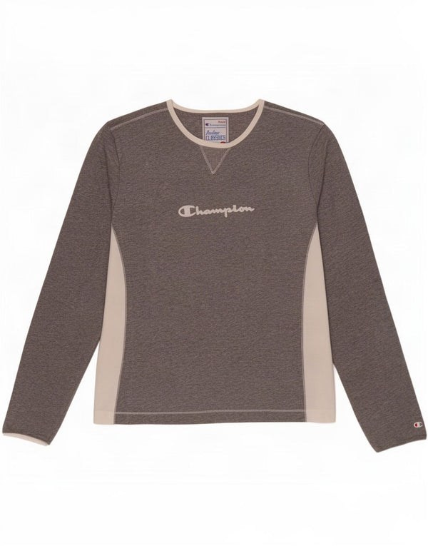 Champion Womens Heritage Classics Graphic Top manica lunga UK 14 Large Grigio