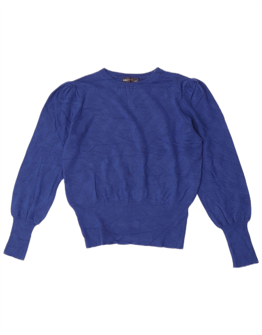 Maglione maglione girocollo da donna Marks & Spencer UK 14 Blu medio geometrico