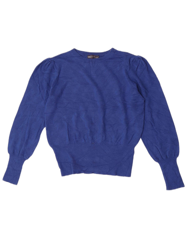 Maglione maglione girocollo da donna Marks & Spencer UK 14 Blu medio geometrico