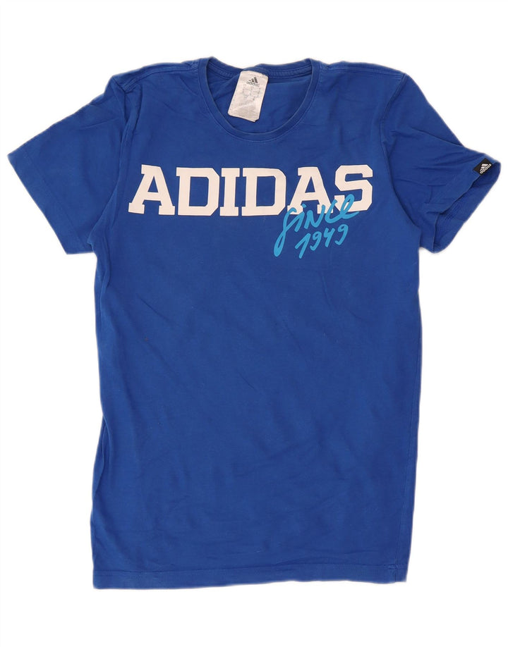 T-shirt grafica da uomo Adidas Top piccola in cotone blu