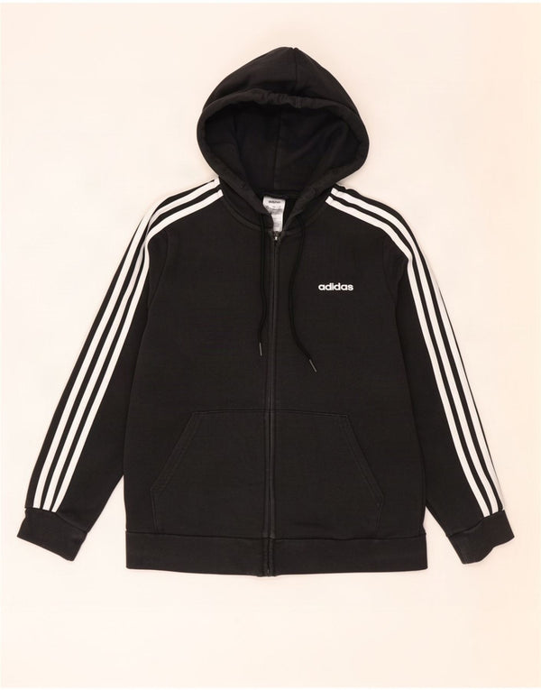Felpa con cappuccio e zip da donna Adidas UK 16/18 grande cotone nero