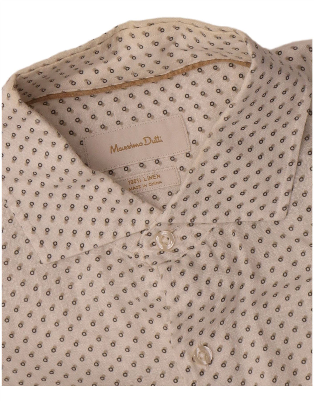 Camicia Uomo Massimo Dutti Lino Maculato Bianco Medio