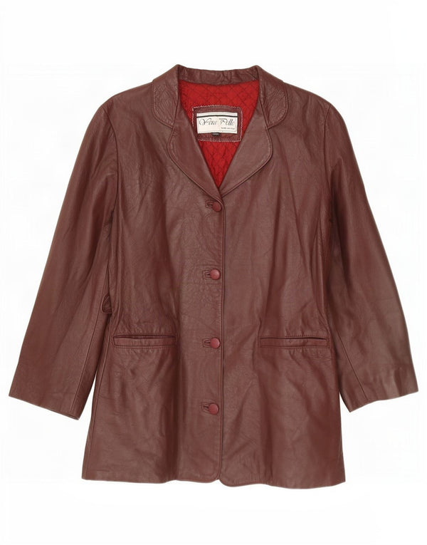 Giacca blazer vintage da donna a 4 bottoni UK 14 grande bordeaux