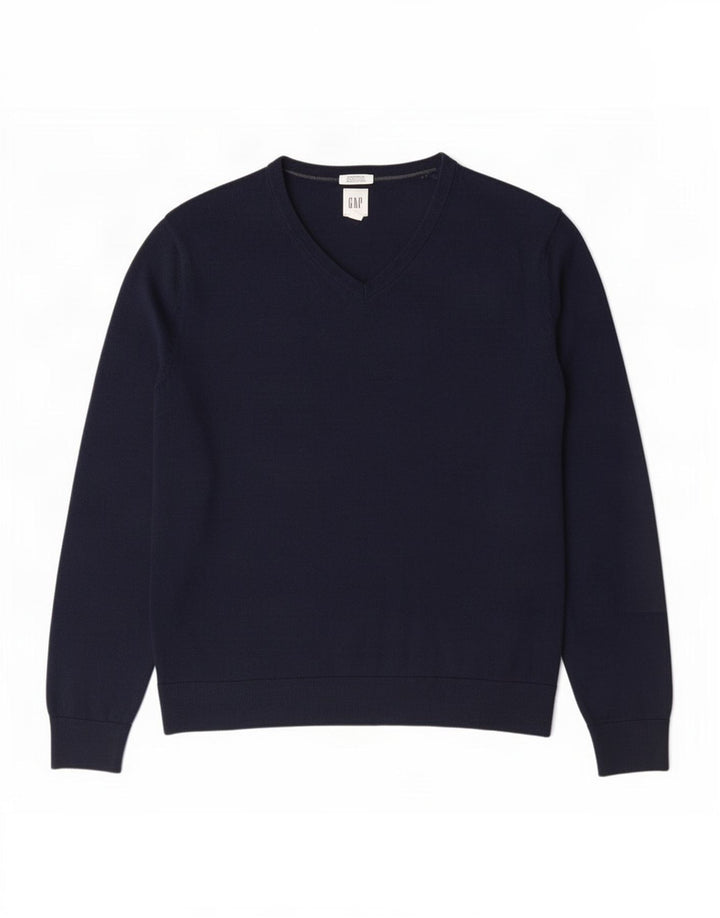 Maglione da uomo Gap con scollo a V, lana merino media blu navy