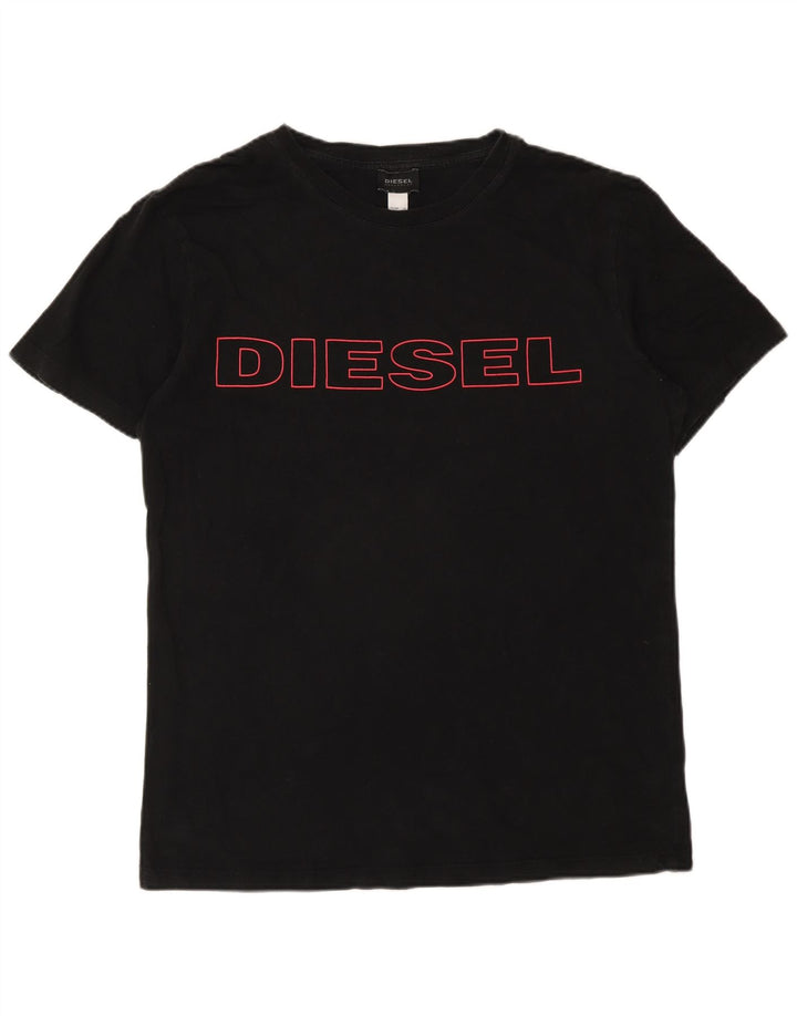 T-shirt grafica da uomo Diesel Top grande in cotone nero