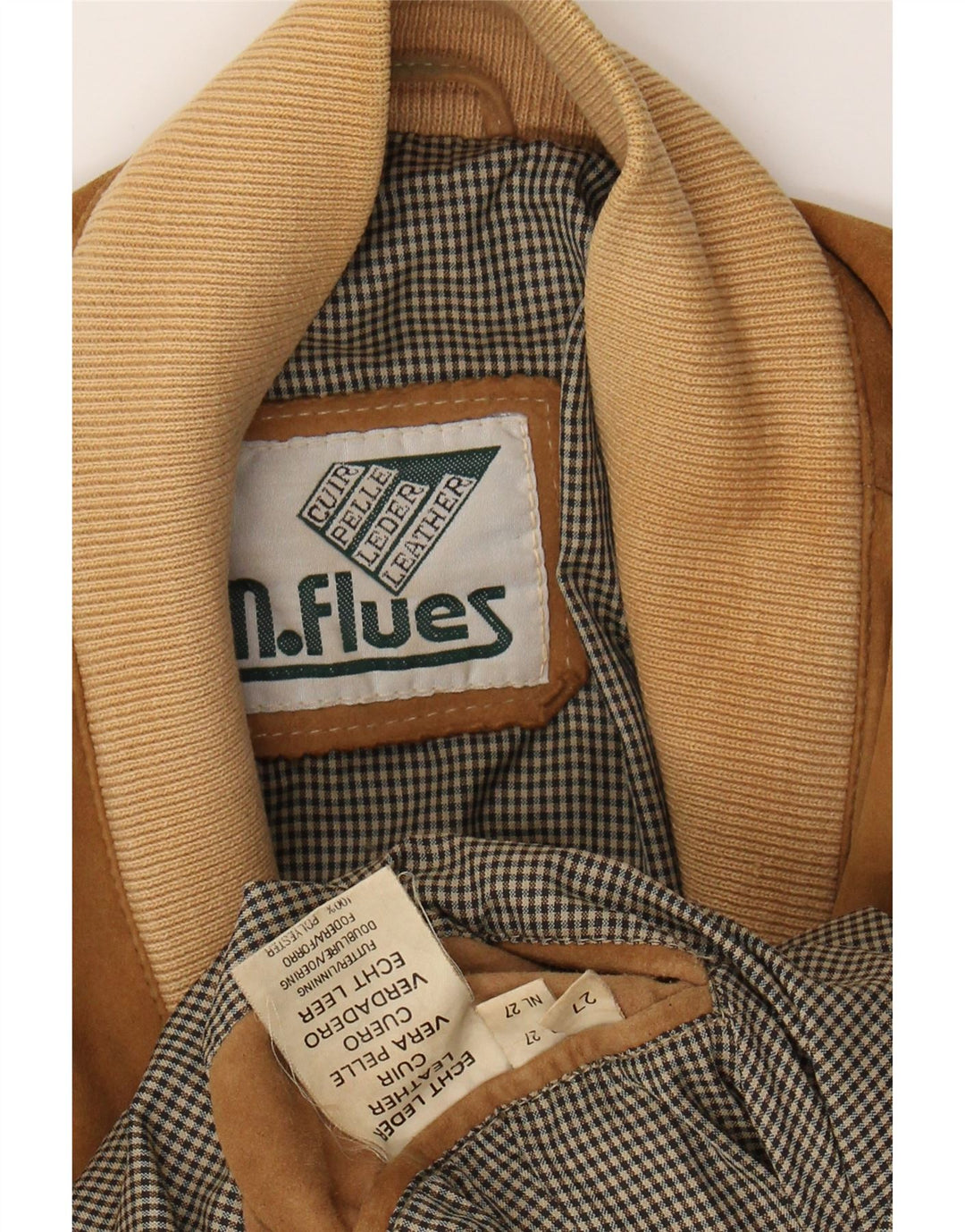 M. FLUES Mens Suede Bomber Jacket UK 42 XL Brown Leather