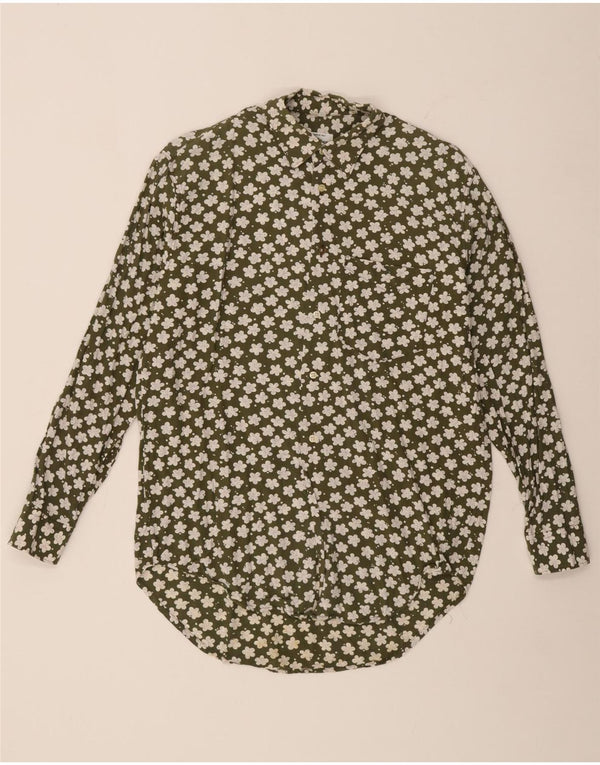 Camicia lunga da donna Benetton UK 14 Large Green Floral