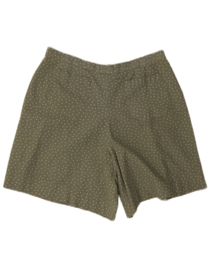 Pantaloncini casual vintage da donna grandi W34 verdi maculati