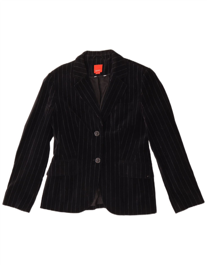 Giacca blazer in velluto da donna a 2 bottoni Esprit UK 14 grande gessato nero