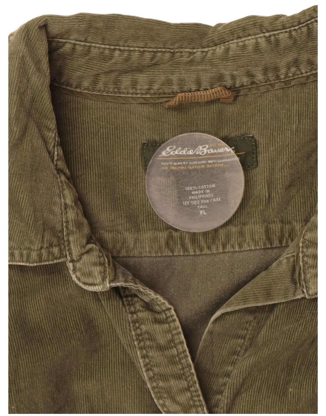 EDDIE BAUER Camicia alta da donna in velluto a coste UK 18 XL Cotone verde