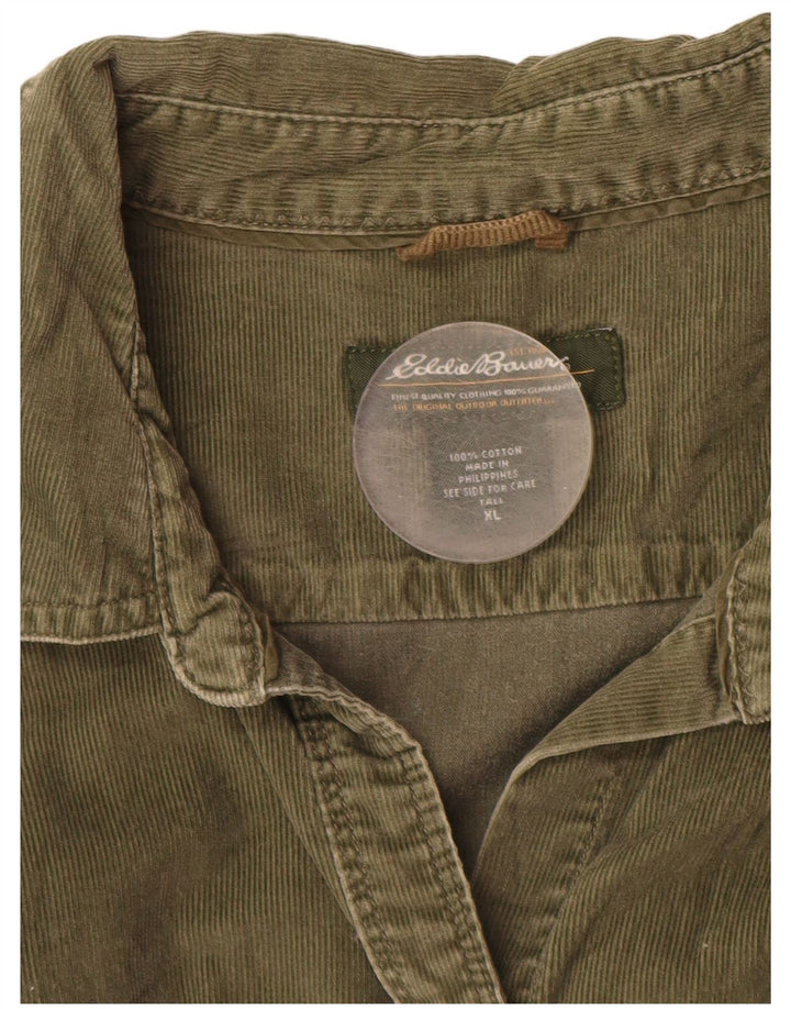 EDDIE BAUER Camicia alta da donna in velluto a coste UK 18 XL Cotone verde