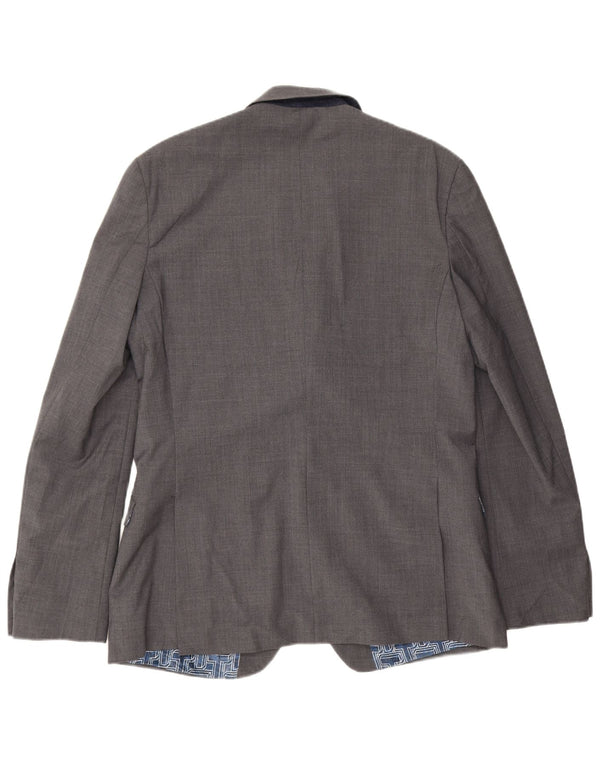 Giacca blazer slim fit da uomo a 2 bottoni Ted Baker UK 42 XL lana grigia