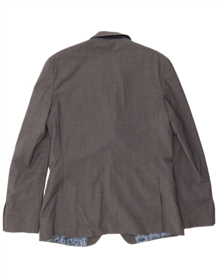 Giacca blazer slim fit da uomo a 2 bottoni Ted Baker UK 42 XL lana grigia